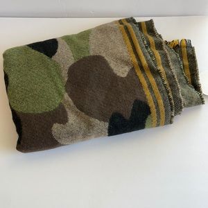 Oversized Camo Scarf with yellow striping Amie Lynn Studio NYC